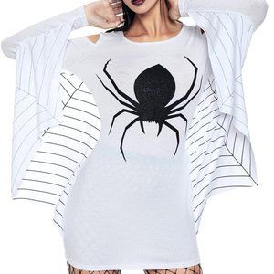 White Spiderweb Jersey Dress